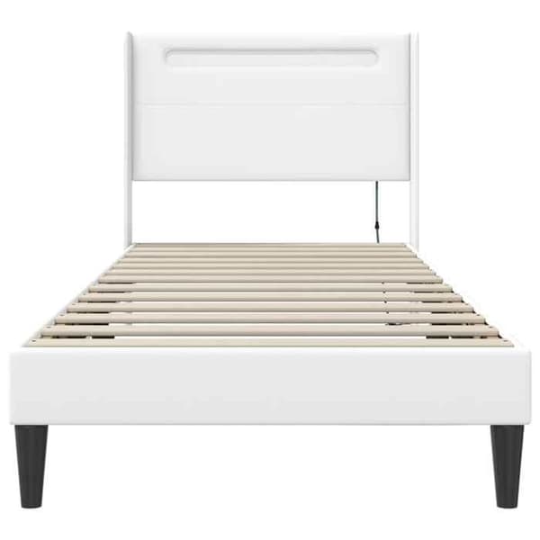 Sengestel - MAISON EXCLUSIVE - Maison Exclusive - 90x200 cm - Hvid kunstlæder - Multifarvede LED-striber Vit