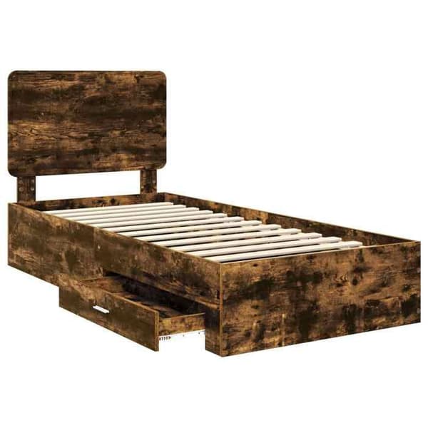 Maison Exclusive - Sängram i rökig ek 100 x 200 cm Ingenjörsträ