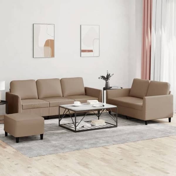 Maison Exclusive - Sæt af 3 sofaer med puder Cappuccino Simil læder