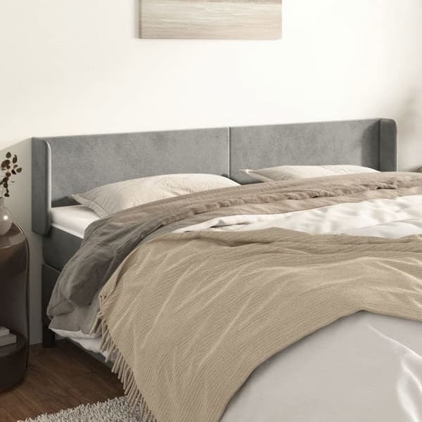 Maison Exclusive - Päätylevy korvilla Vaaleanharmaa 183x16x78/88 cm Sametti Ljusgrått