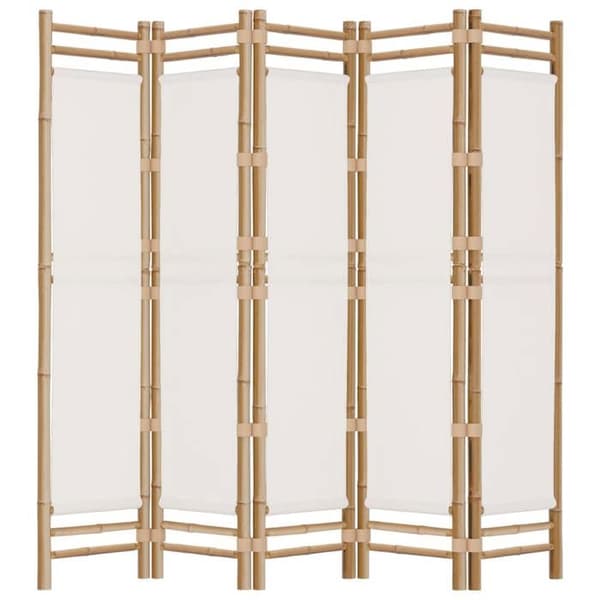 Maison Exclusive - Fällbar avskiljare 5 paneler 200 cm Bambus och tyg