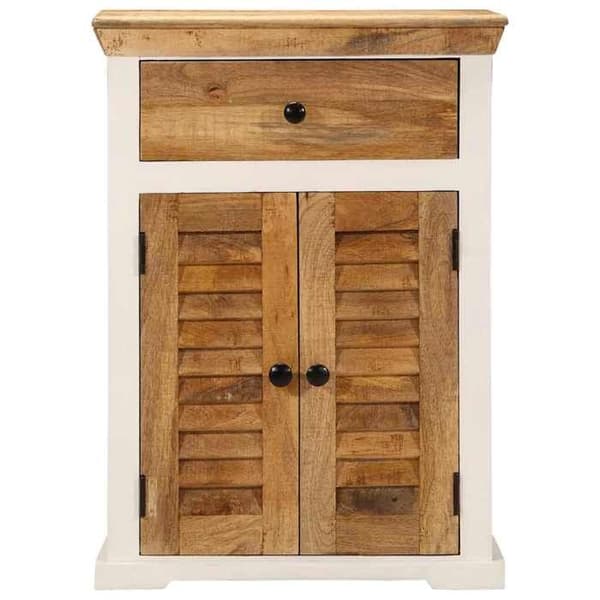 Maison Exclusive - Hvid og brun buffet 55x30x73 cm i solid rå mangotræ