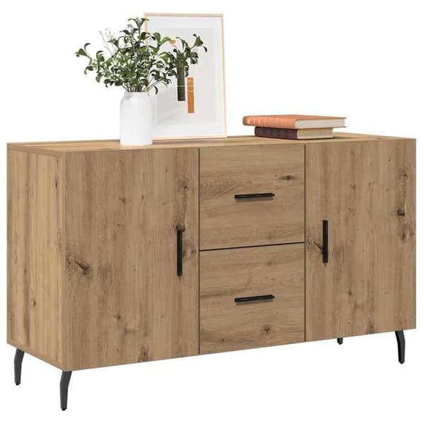 Maison Exclusive - Buffet i egetræ, håndlavet, 100x36x60 cm, ingeniørtræ