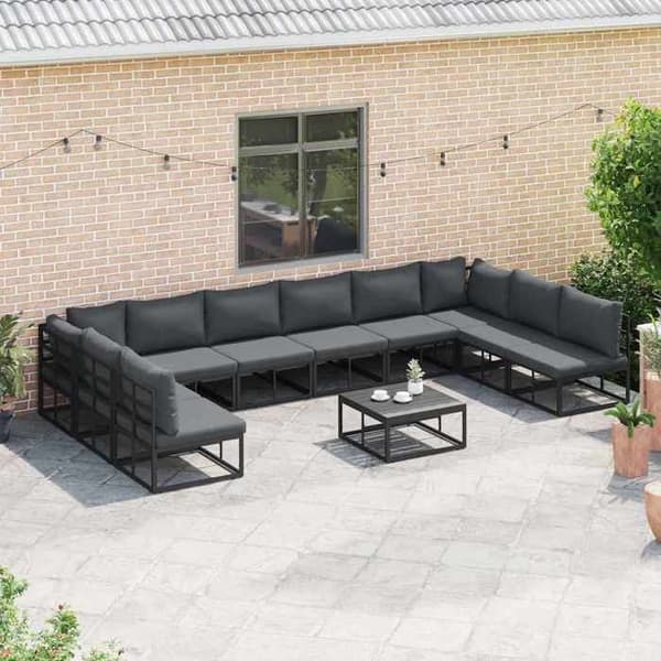 Maison Exclusive - Sæt af 10 pc have-sofaer Sort Aluminium Svart