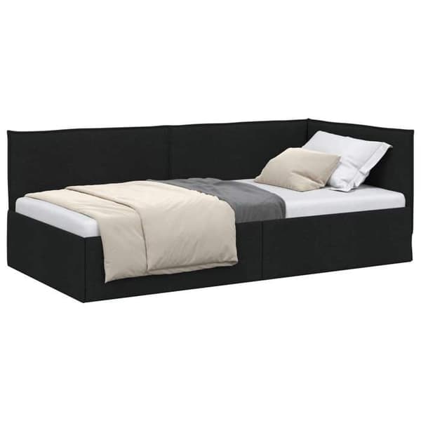 Maison Exclusive - Vinkel sengestel med hovedgærde Sort 80 x 200 cm stof