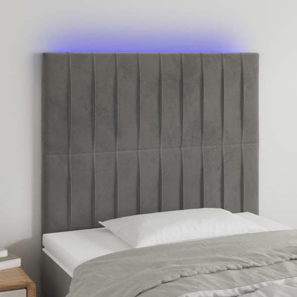 Maison Exclusive - LED Hovedgærde Lys Grå 100x5x118/128 cm Velour Ljusgrått