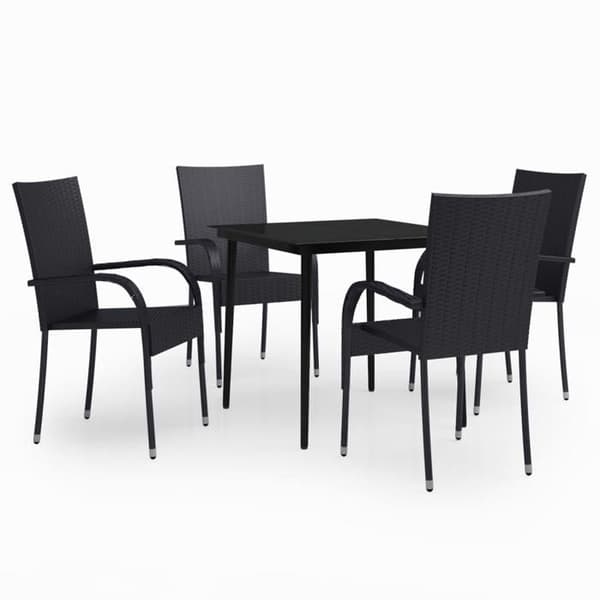 Maison Exclusive - 5 osan musta puutarhakalustesarja