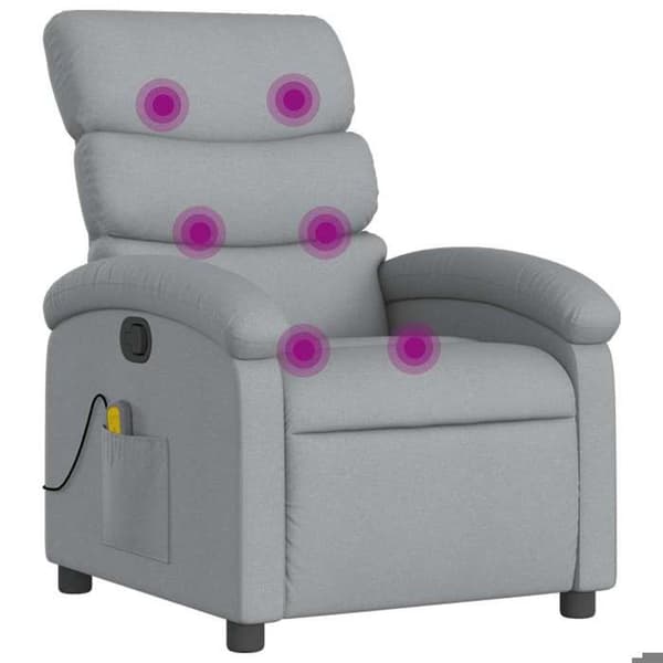 Maison Exclusive - Ljusgrå lutande massagefåtölj i tyg