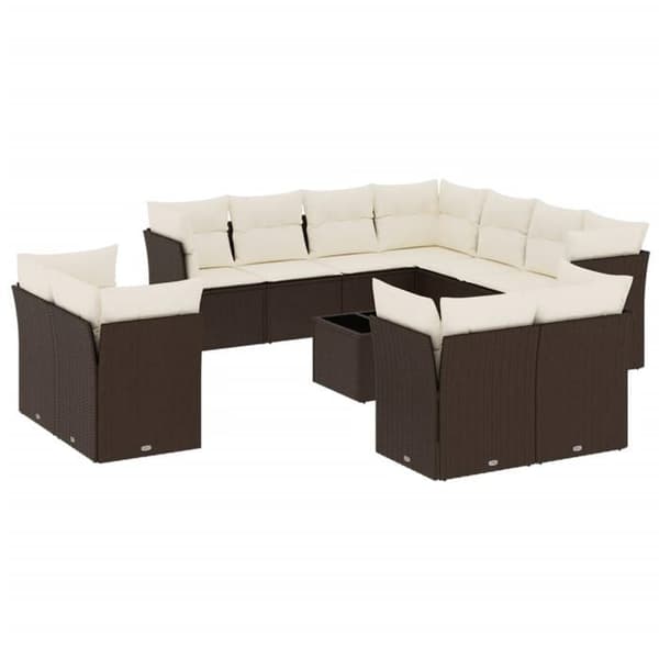 Maison Exclusive - Trädgårdsmöbler med kuddar 12 delar brun flätad resin brun