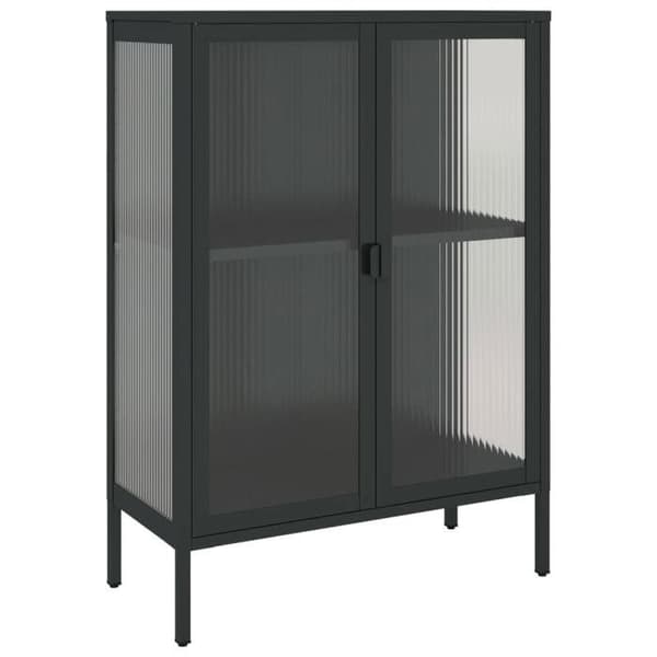 Buffet - EKSKLUSIVT HUS - Klassisk - Sort - Rillede glas - 75x35x105 cm Svart