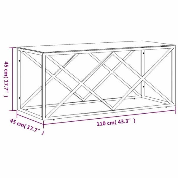 Bord - EKSKLUSIV HUS - 110×45×45 cm - Rustfrit stål - Glasplade - Rektangulær