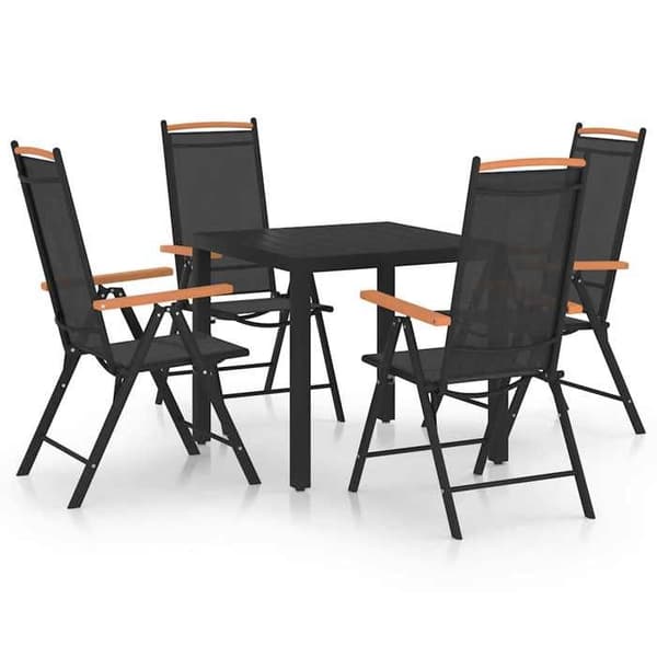 Maison Exclusive - Have spisebordssæt 5 dele sort aluminium Svart