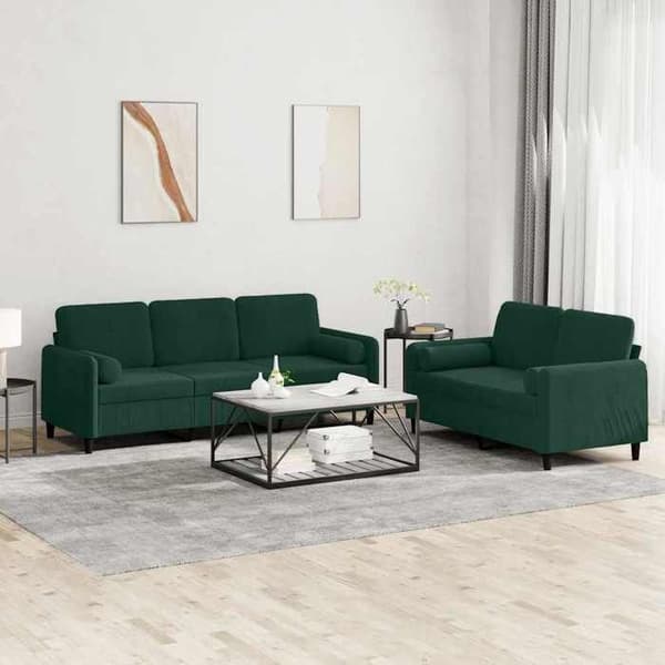 Maison Exclusive - Sæt af 2 sofaer med mørkegrønne velourpuder