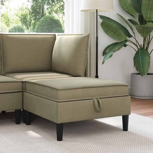 Pouf - EXKLUSIVT HEM - Pouf med förvaring - Kaki sammet - Högdensitets skum - Rektangulär Kaki