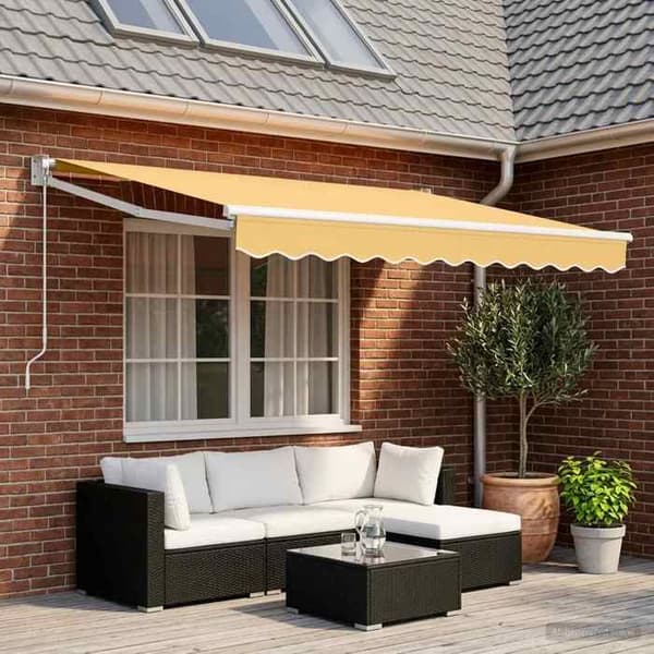 Maison Exclusive - Retractable Markis Sand 3 x 2,5 m 100% Polyester och Aluminium