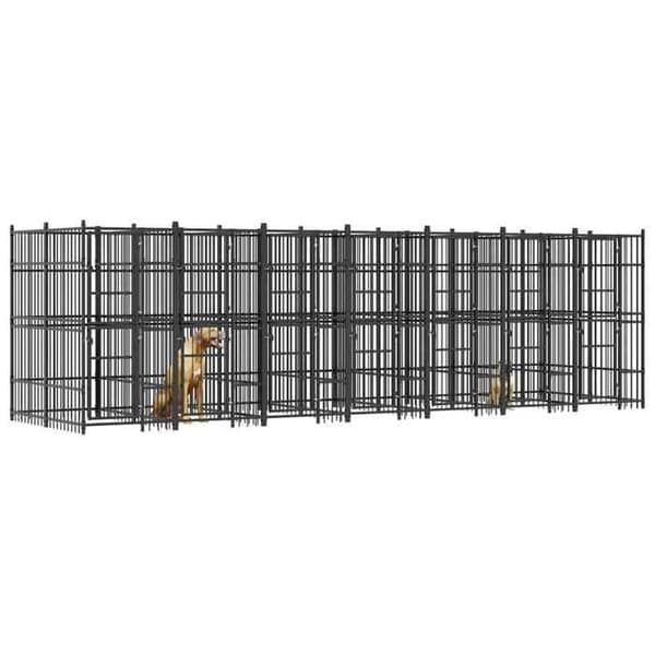 Maison Exclusive - Ulkoilma koiratarha Teräs 12,9 m² Svart
