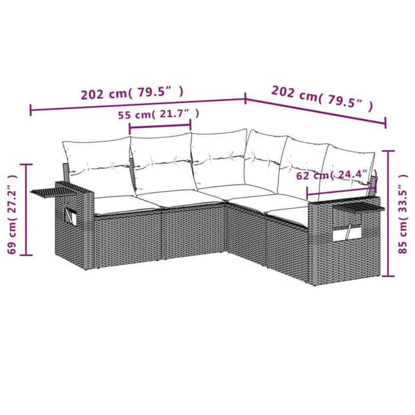 Maison Exclusive - Trädgårdsmöbler med kuddar 5 delar brun flätad resin