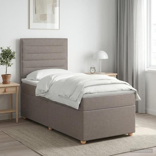 Maison Exclusive - Boxspring seng med madras Taupe 90 x 200 cm Stof