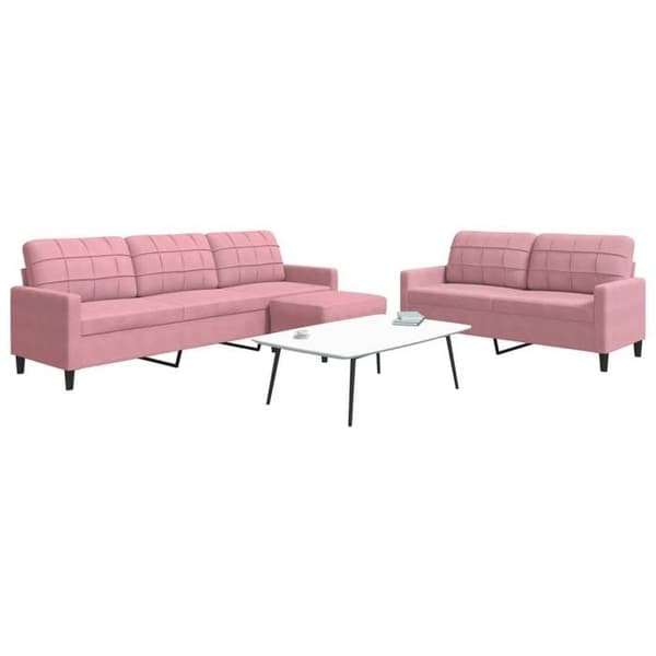 Maison Exclusive - Sæt af 3 sofaer med puder i rosa velour