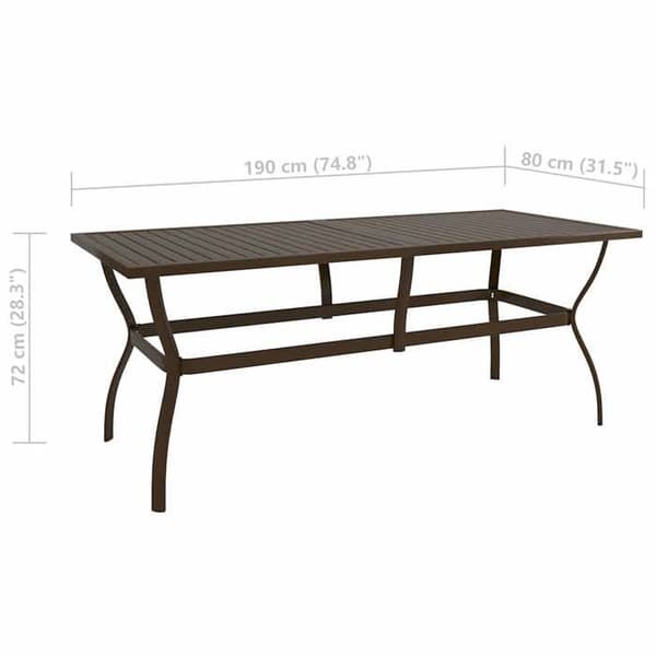 Maison Exclusive - Ruskea puutarhapöytä 190x80x72 cm Teräs brun