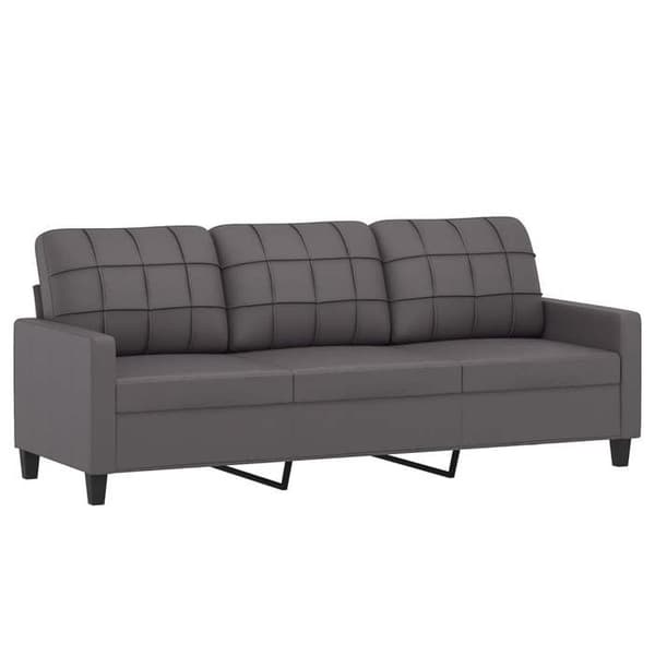 Maison Exclusive - 3-delars soffgrupp med kuddar i grått konstläder