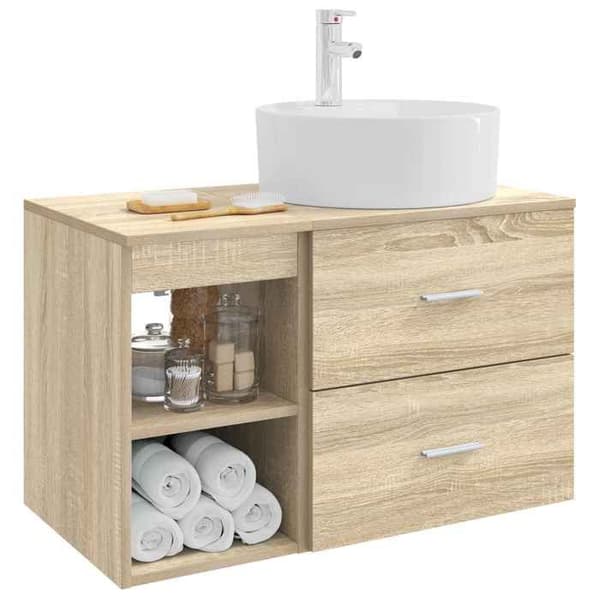Maison Exclusive - Sæt af 2 pc badeværelsesmøbler Sonoma eg