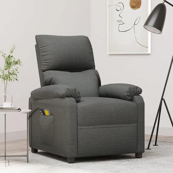 Elastisk massagefåtölj - EXKLUSIV HEM - Fåtölj - Mörkgrå - 3 lutande positioner - 6 USB-massagepunkter Mörkgrå