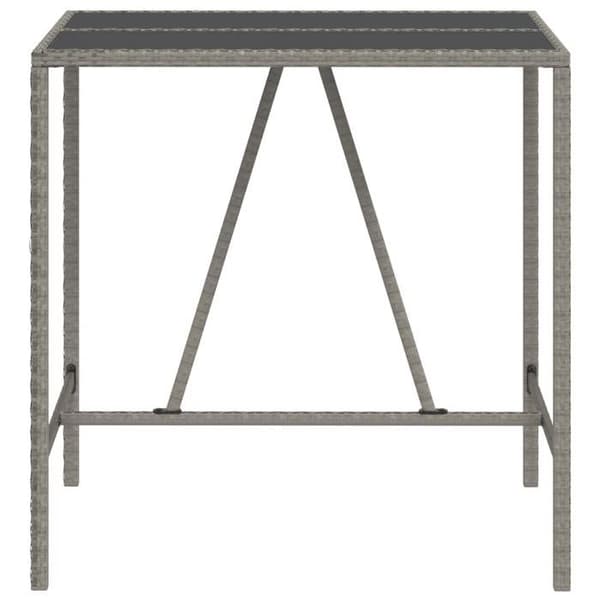 Maison Exclusive - Barbord med grå glasplade 110x70x110 cm poly rattan
