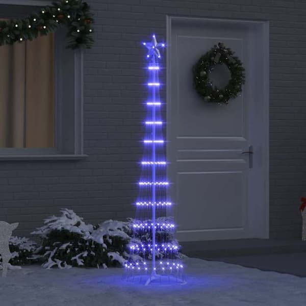 Juletræ - EKSKLUSIVT HUS - LED Juletræ - Blå - 51x51x190 cm - 8 tilstande Blå