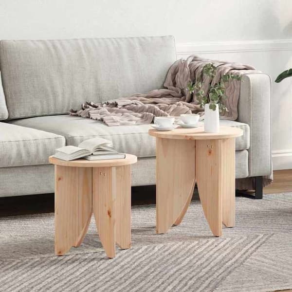 Maison Exclusive - Alustabletti 2 kpl Luonnollinen 41,5 x 41,5 x 44 cm