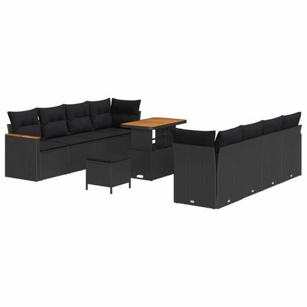 Maison Exclusive - 12-osainen puutarhakalustesarja 10-hengen musta