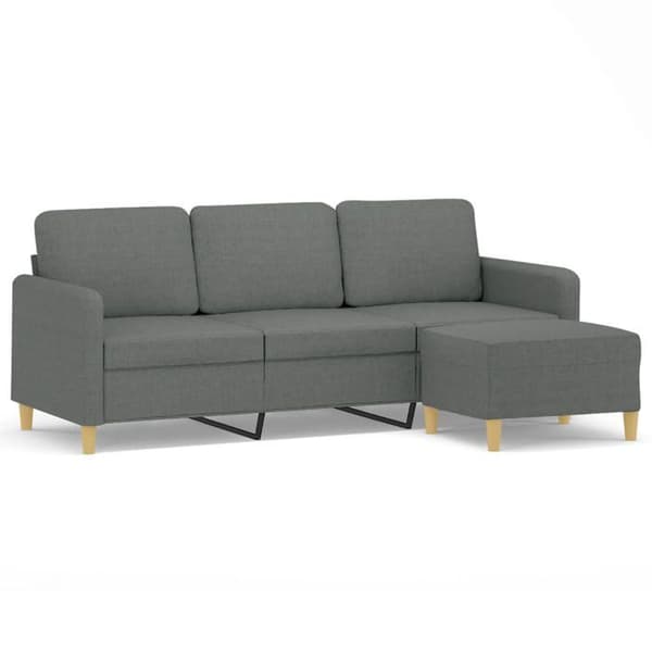 Maison Exclusive - 3-sitssoffa med fotstöd Mörkgrå 180 cm Tyg Mörkgrå