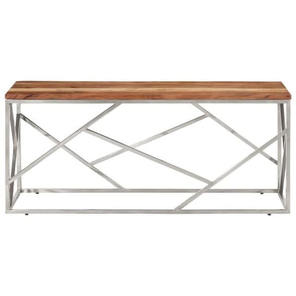 Bord - EKSKLUSIV HUS - Akacie - Rustfrit stål - Massivt akacietræ - Moderne design Silver