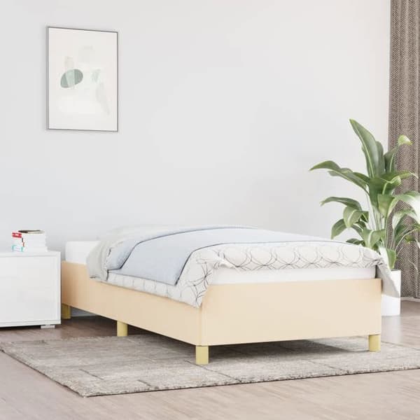 Sengestel - EKSKLUSIV HUS - 90x190 cm - Creme - Polyesterstof - Lamelseng Grädde