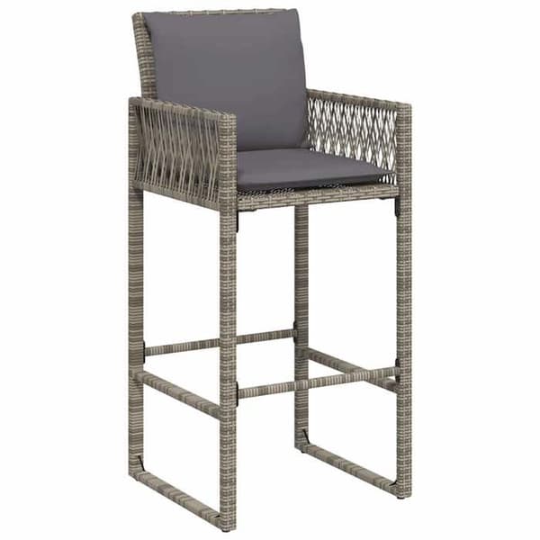 Maison Exclusive - Barstolar trädgård kuddar set om 2 grå flätad resin