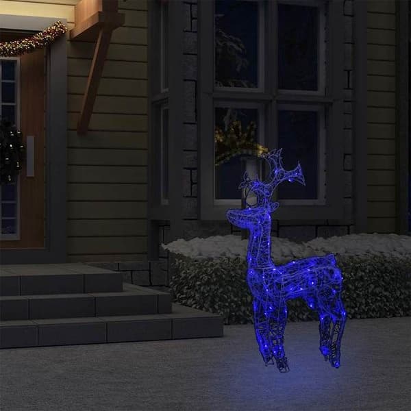 Julepynt - EKSKLUSIV HUS - LED Rensdyr - Akryl - 90 blå LED - 60×16×100 cm Blå (belysning)