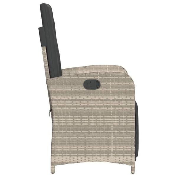Maison Exclusive - Bistro-set 3 delar med ljusgrå kuddar i flätad resin