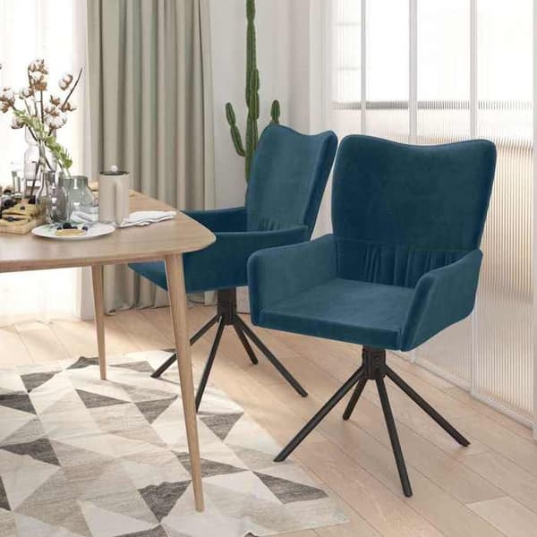 Maison Exclusive - Snurrstolar för matbord, set om 2, Blå Sammet Blå Sammet