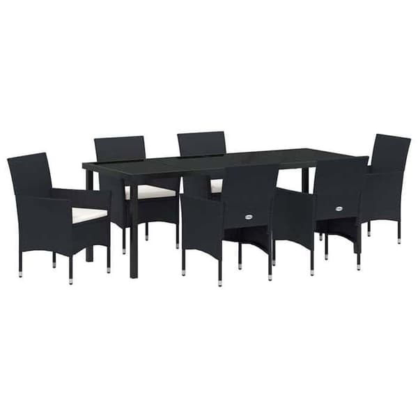 Maison Exclusive - 7 pc have spisebordssæt i sort polyrotin Svart