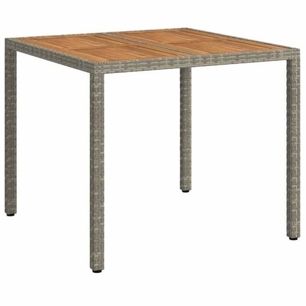 Puutarhapöytä - EXKLUSIIVINEN KOTI - Neliö 90x90x75 cm - Polyrottinki - Teräsrunko pinnoitettu - Harmaa Grå