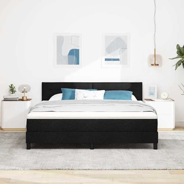 Sengestel med madras - EKSKLUSIV HUS - Moderne boxspring seng - 180 x 200 cm - Sort - Justerbar hovedgærde (2 niveauer) Svart