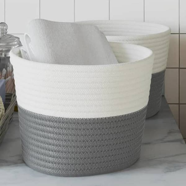 Maison Exclusive - Förvaringskorgar 2 st grå och vit Ø24x18 cm bomull Grå och vit
