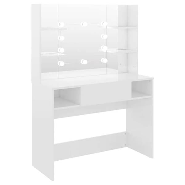 Maison Exclusive - Sminkbord med LED-belysning MDF Vit blank Strålande vit