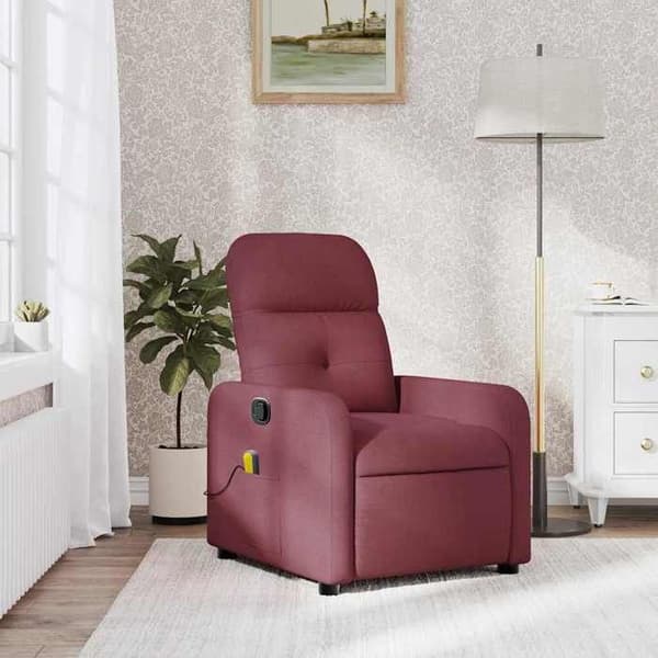 Maison Exclusive - Rød bordeaux massage stol med vippefunktion i stof