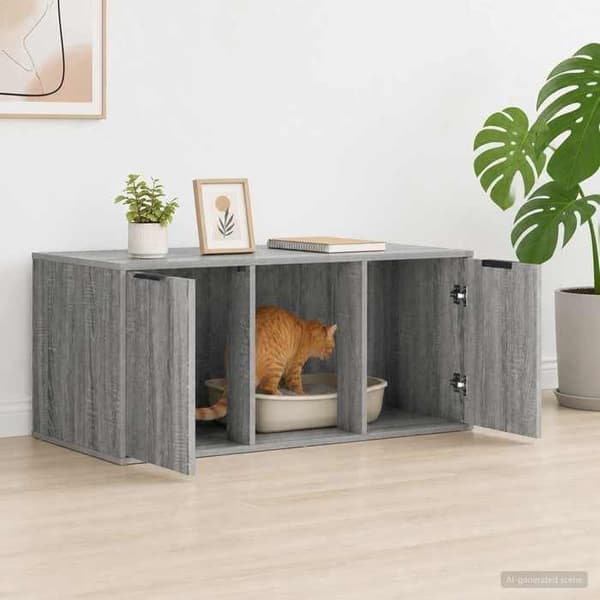 Maison Exclusive - Möbel för kattlåda Sonoma grå 100 x 49 x 45 cm