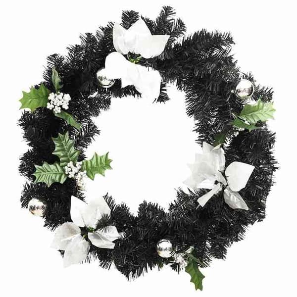 Julekrans - EKSKLUSIV HUS - 60 cm - Sort - PVC - LED USB Svart