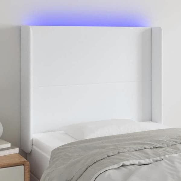 Maison Exclusive - LED Hovedgærde Hvid 103x16x118/128 cm Simililæder Vit