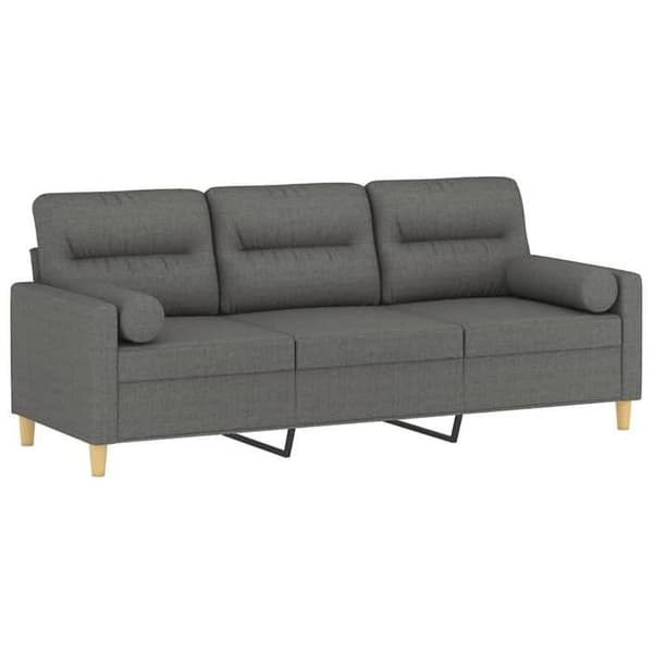 3-sitssoffa - Maison Exclusive - Mörkgrå - 100% polyester tyg - Metallram 198×77×80 cm Mörkgrå