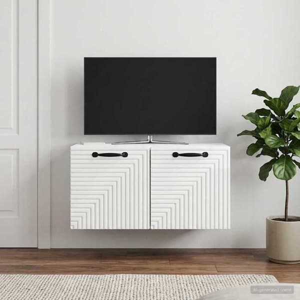 Exklusivt Hem - Väggmonterad TV-möbel Väggmontering Vit glansig 59,5 x 41 x 30 cm