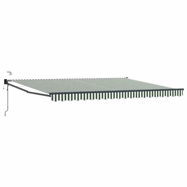 Utdragbar markis - EXKLUSIV HEM - 4×3 m - Motoriserad - LED och väder sensor - Aluminiumram Grönt och vitt